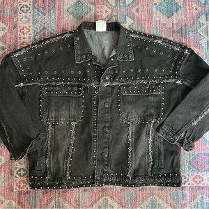 VOCAL DENIM Black Studded Jacket
